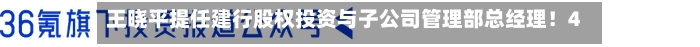 王晓平提任建行股权投资与子公司管理部总经理!47万亿大行中层大轮岗-第3张图片