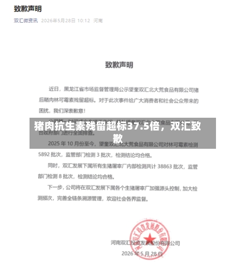 猪肉抗生素残留超标37.5倍	，双汇致歉-第2张图片