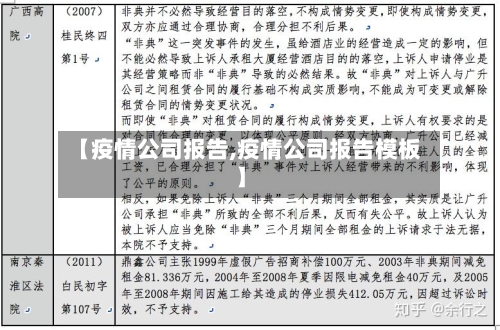 【疫情公司报告,疫情公司报告模板】